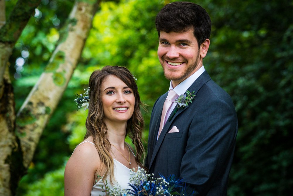 bride and groom portrait in the gardens