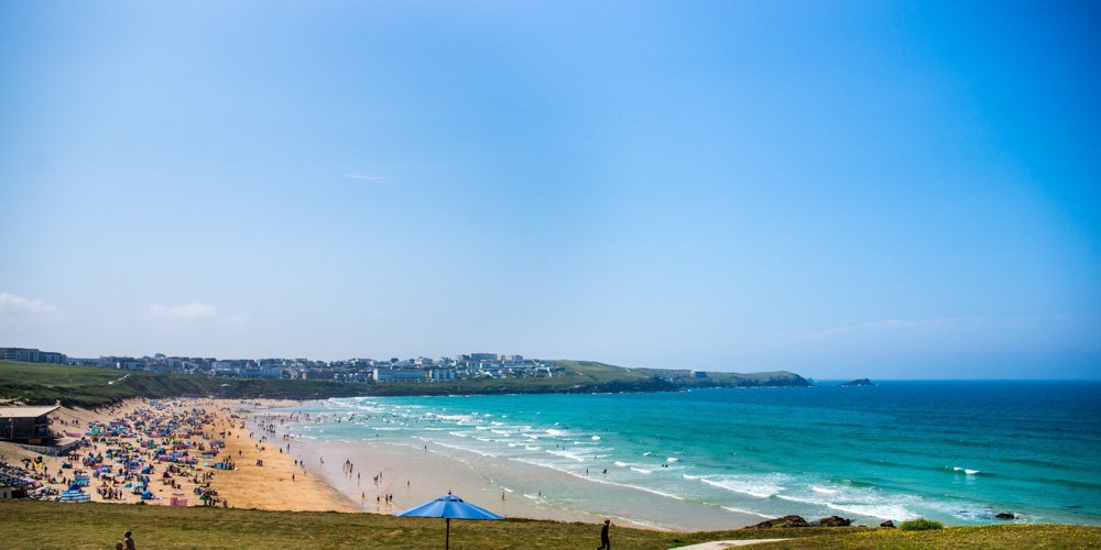 Fistral beach view from the Headland Hotel Newquay Cornwall