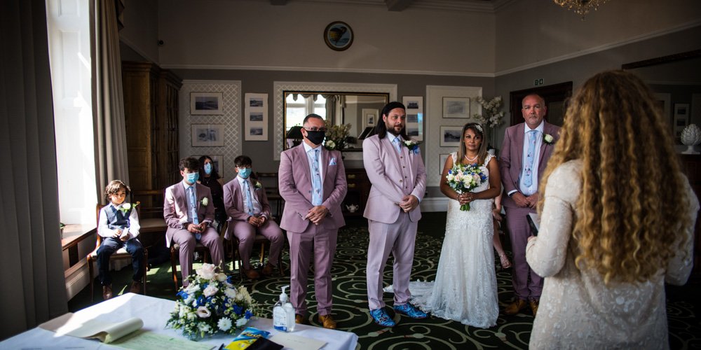 bride and groom guests at the wedding ceremony