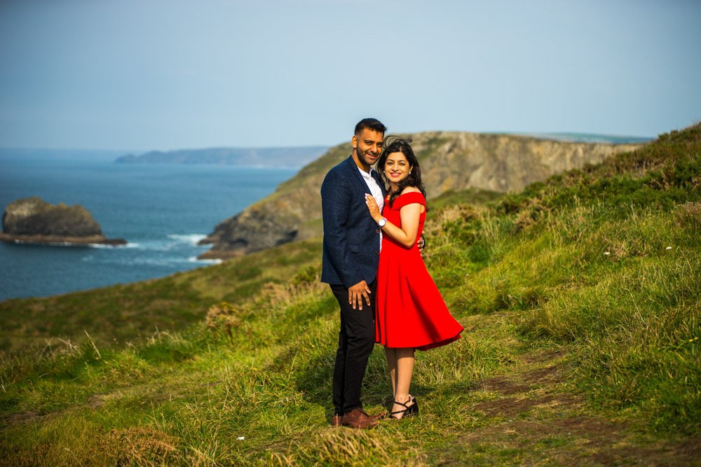 couple on the coastpath Tintagel cornwall