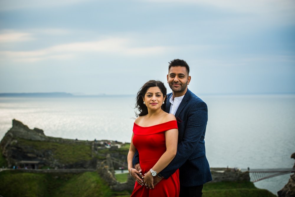 wedding proposal couple at Tintagel castle cornwall