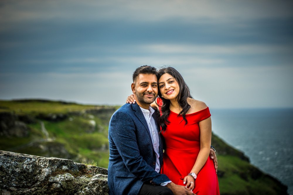 wedding proposal couple at Tintagel castle cornwall