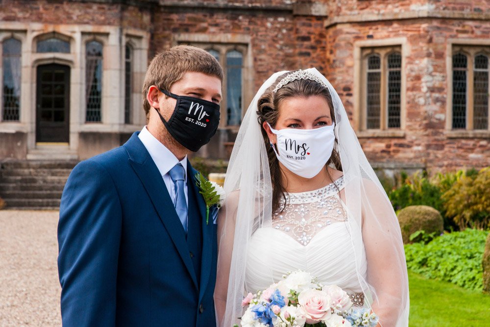 bride and groom at The orangery gardens Mt Edgcumbe cornwall