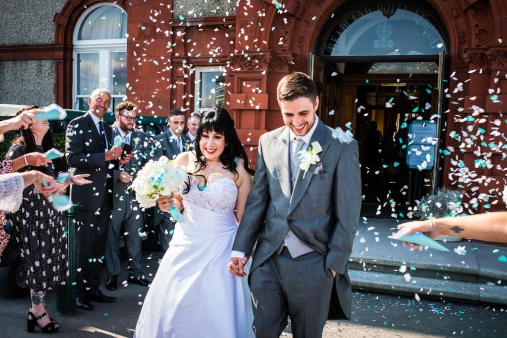 wedding confetti shot cornwall