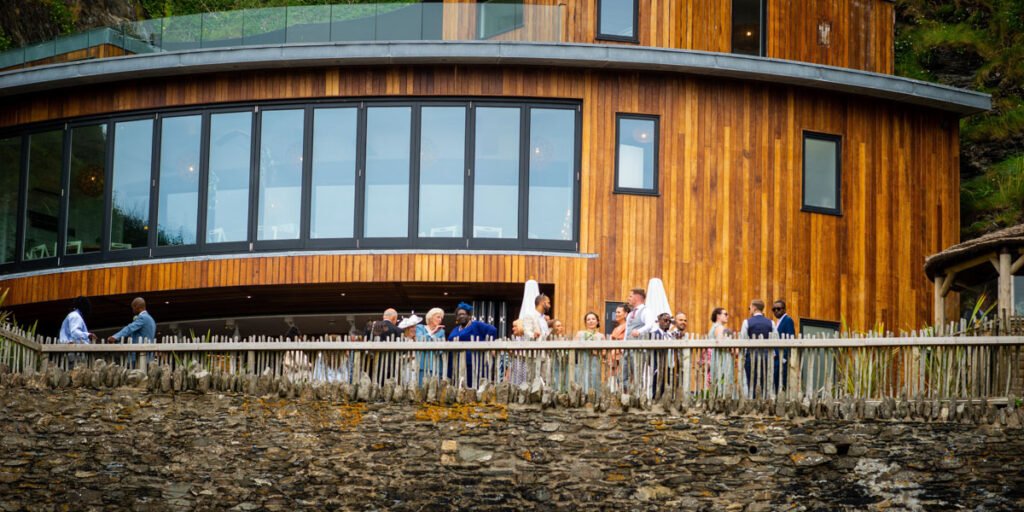 wedding guests at Tunnels beaches Ilfracombe Devon