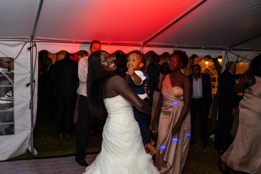 bride dancing at the reception glebe farm cottages devon