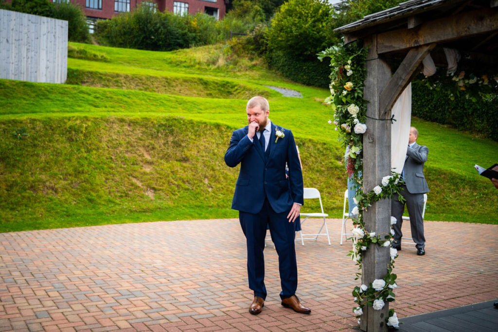 nervous groom waiting for the bride