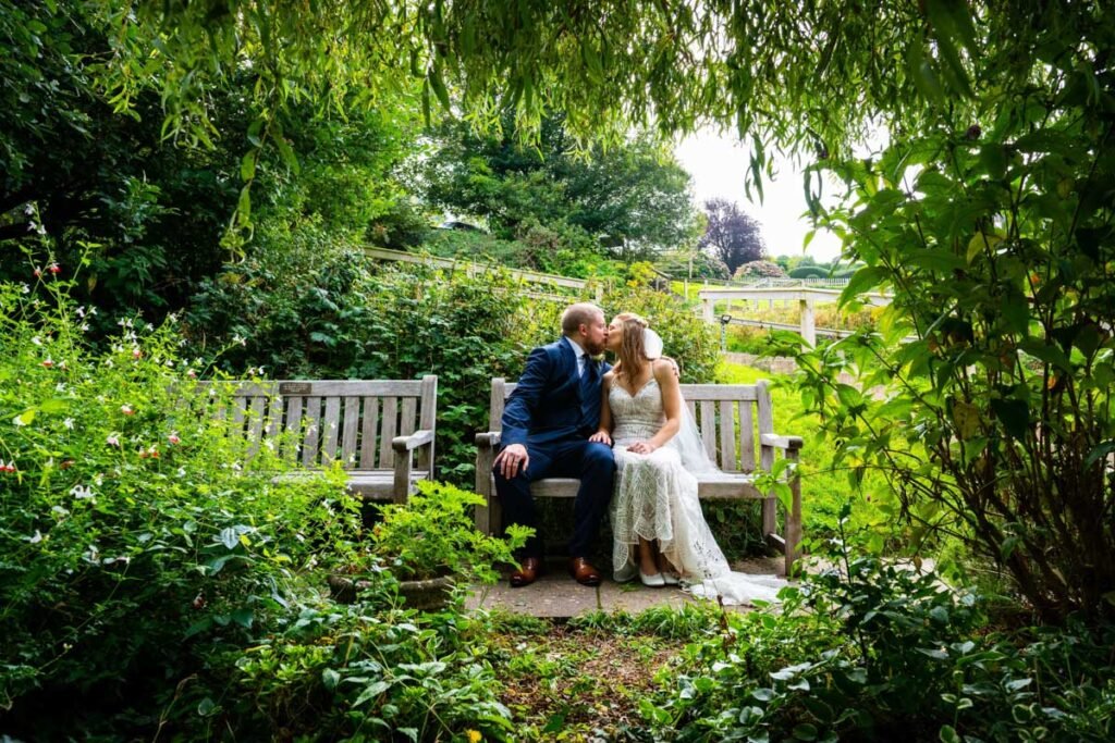 bride and groom at devon wedding venue The Sandy cove hotel