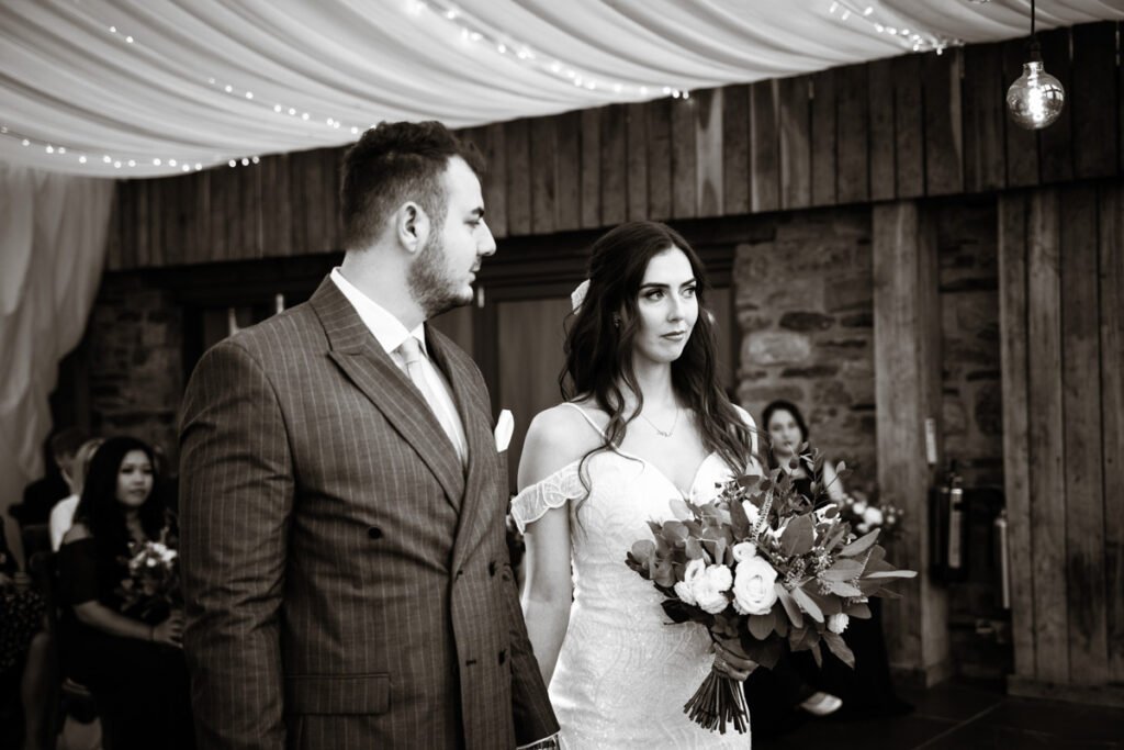 bride and groom wedding ceremony at Trevenna Barns Cornwall