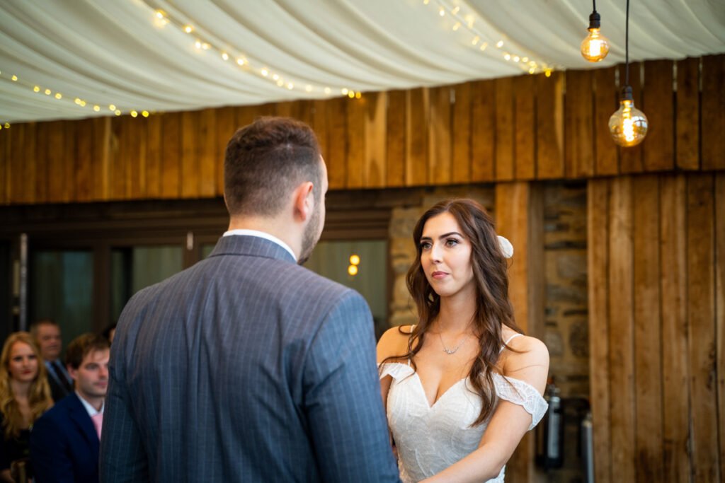 bride and groom vows at Trevenna Barns Cornwall