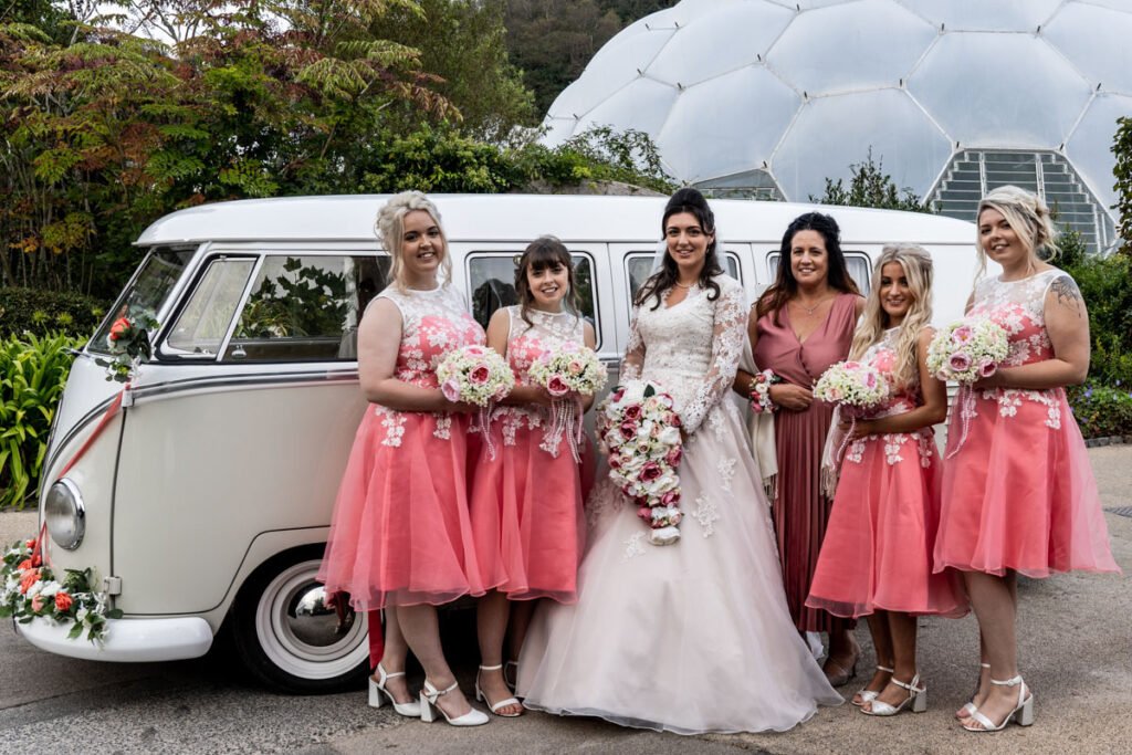 Bride and bridesmaids at the Eden Project Cornwall