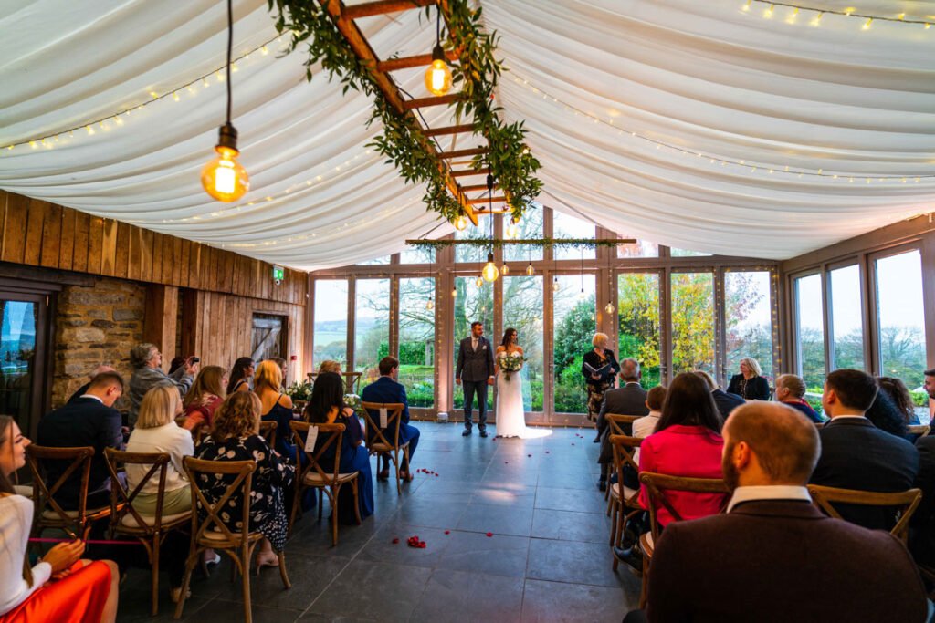 wedding ceremony at Trevenna Barns Cornwall