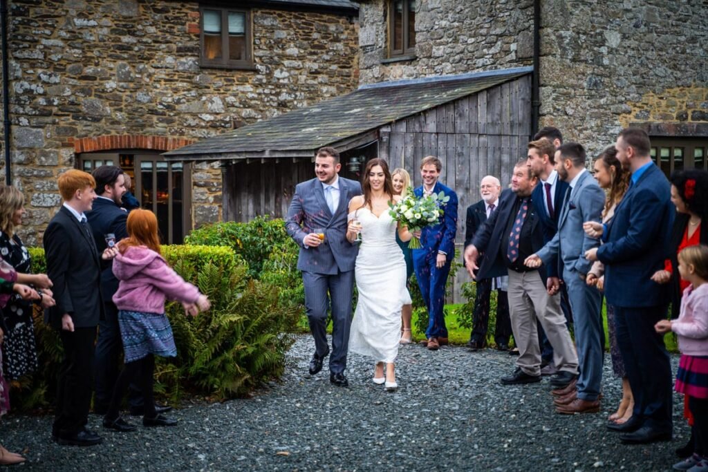 wedding confetti shot at Trevenna Barns Cornwall