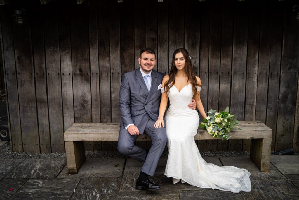 Bride and groom at Trevenna Barns Cornwall