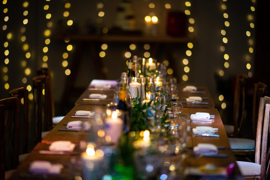 wedding table dressing at Trevenna Barns Cornwall