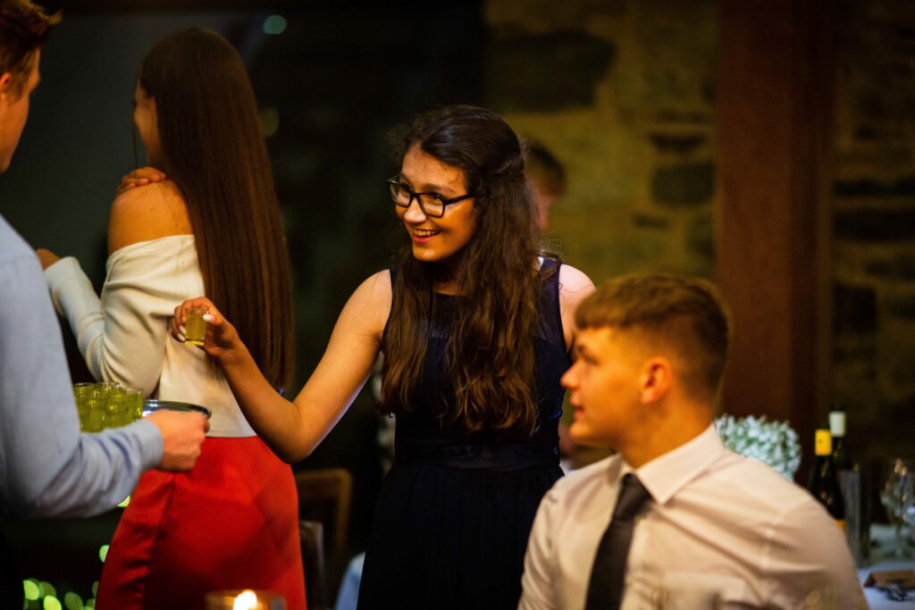 guests at Trevenna barns wedding cornwall