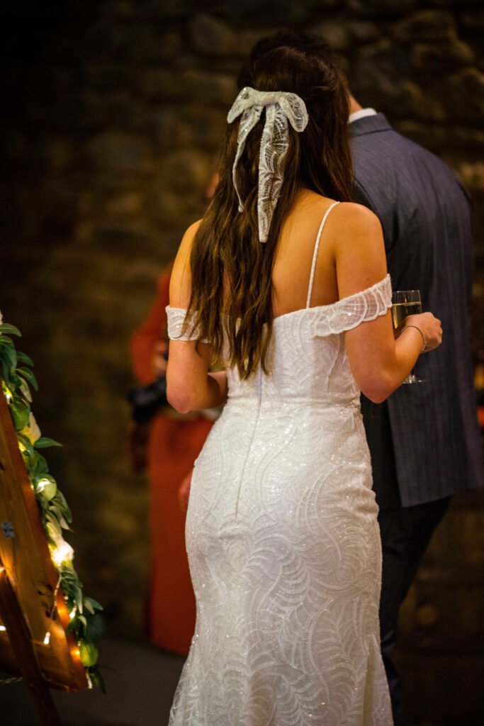 back of bride's dress