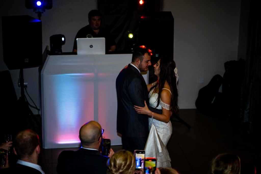 Bride and Groom dancing at Trevenna Barns cornwall wedding venue