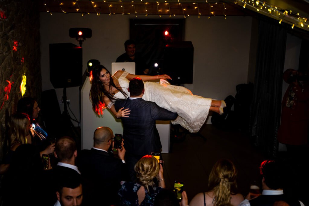 bride and groom 1st dance at Trevenna Barns Cornwall