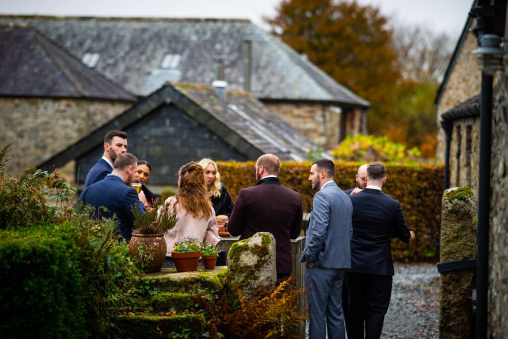 wedding guests at Trevenna Barns Cornwall