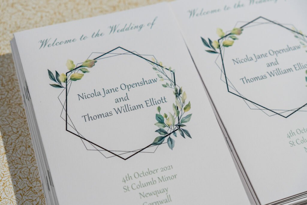 newquay wedding order of service