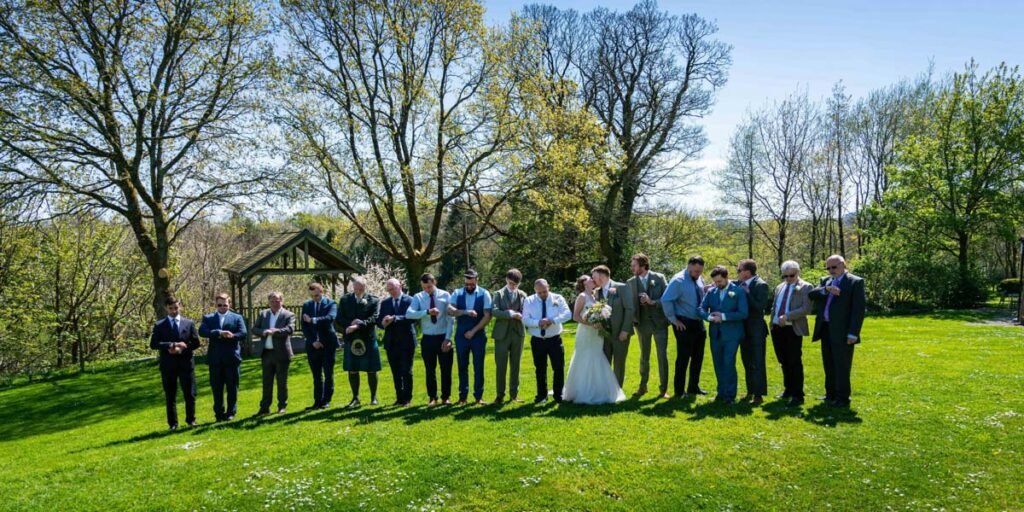 all the men fun wedding group shot