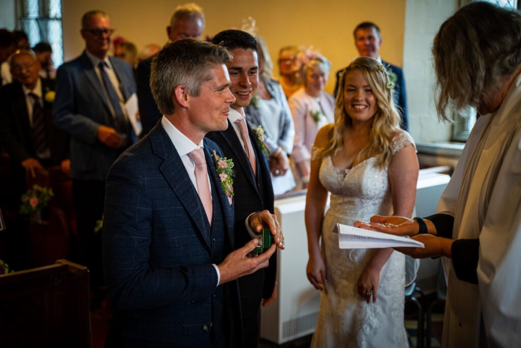 ring exchange at a wedding ceremony in cornwall