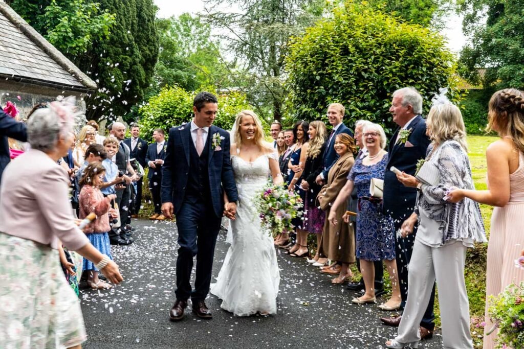 wedding confetti shot in cornwall