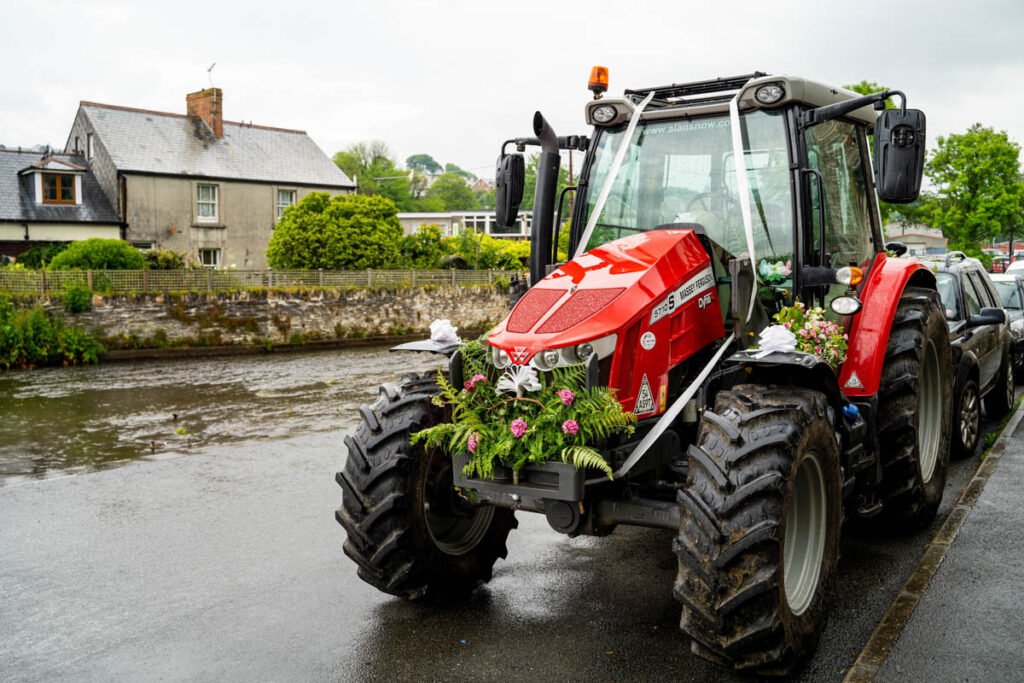 wedding tractor in cornwall