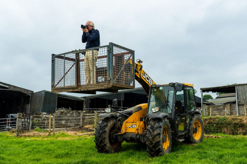 wedding photographer on a tractor