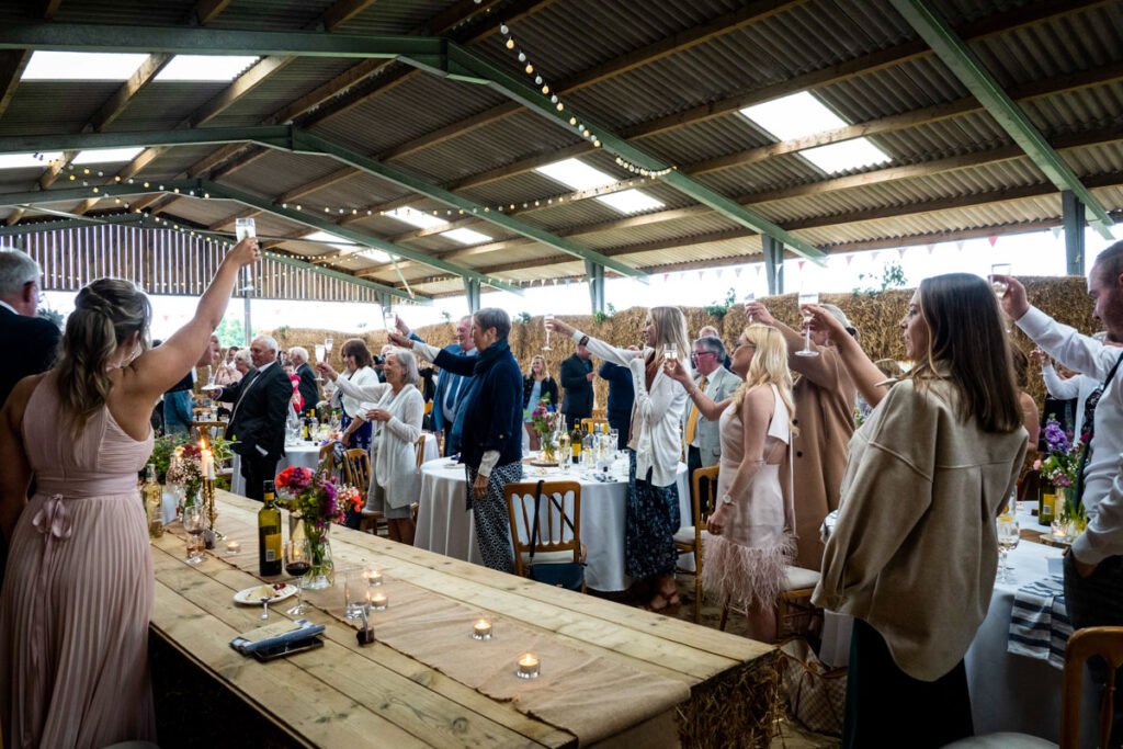 wedding toast at the reception