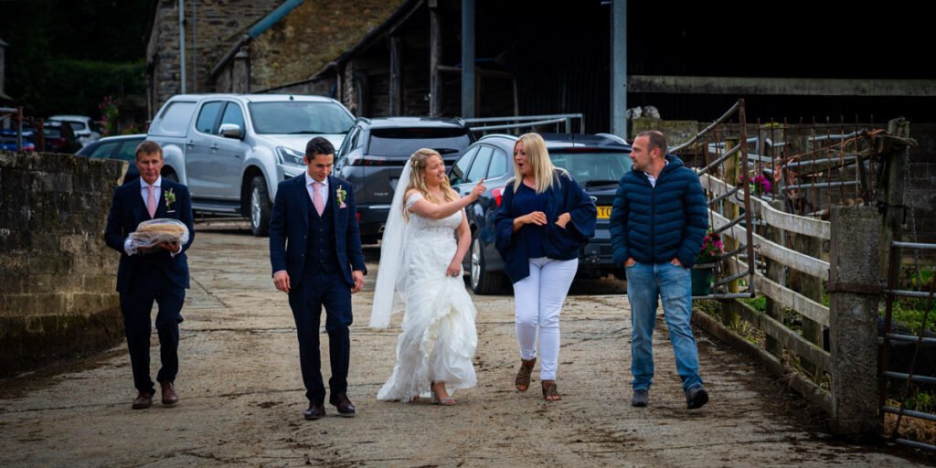 wedding guests arriving for the reception