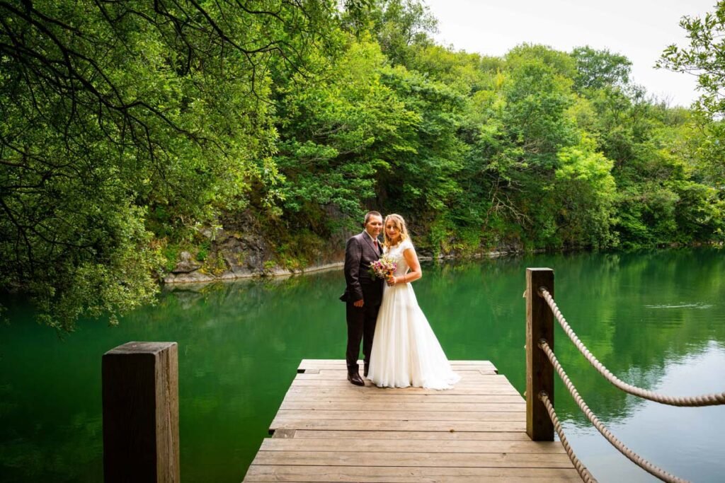 bride and groom portrait at cornish tipis in cornwall