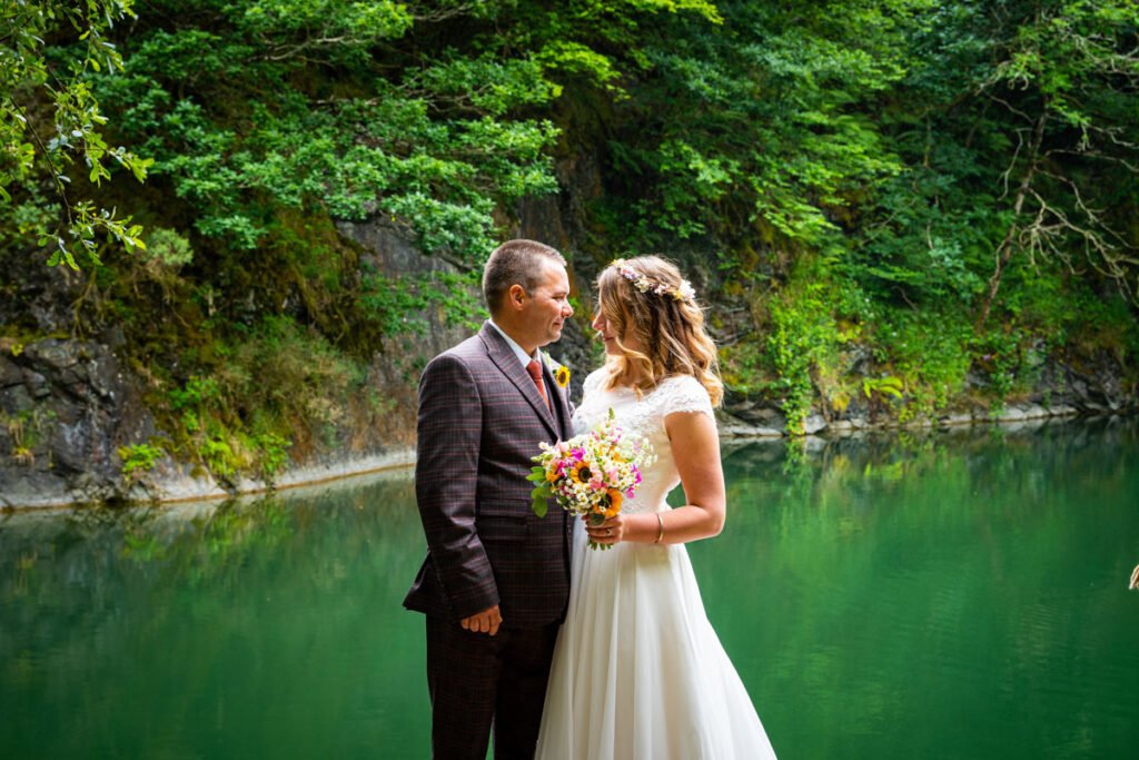 bride and groom portrait at cornish tipis in cornwall