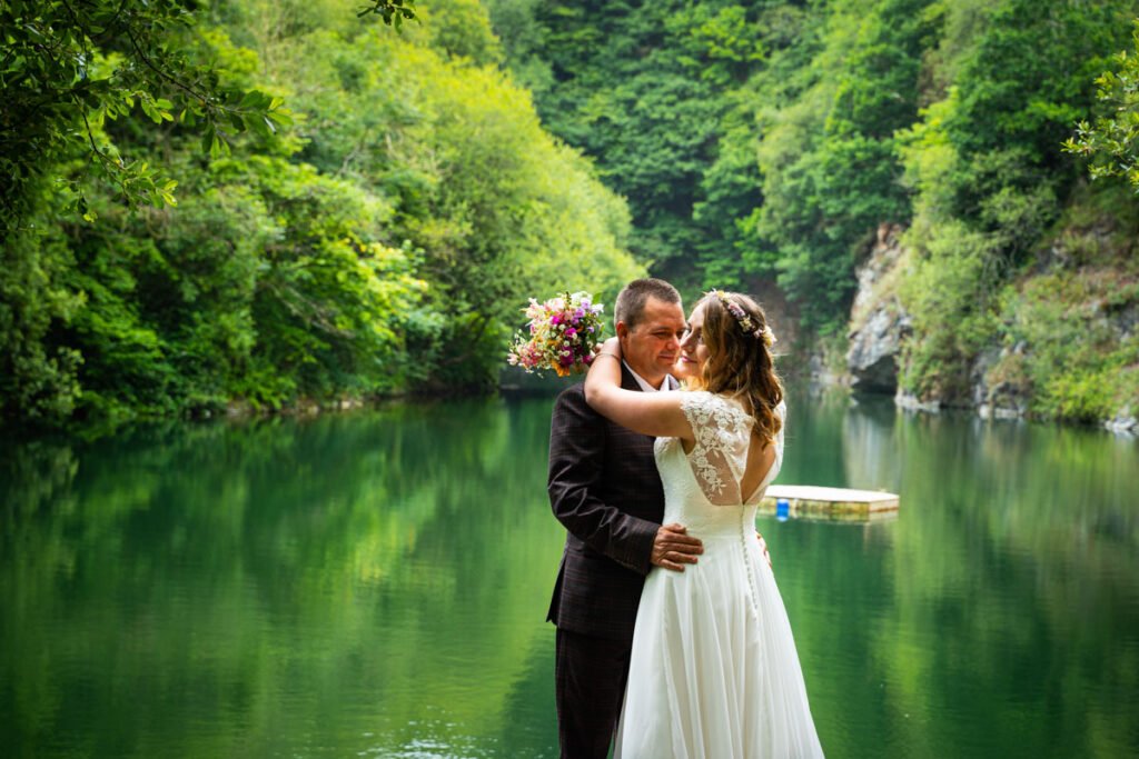 bride and groom portrait at cornish tipis in cornwall