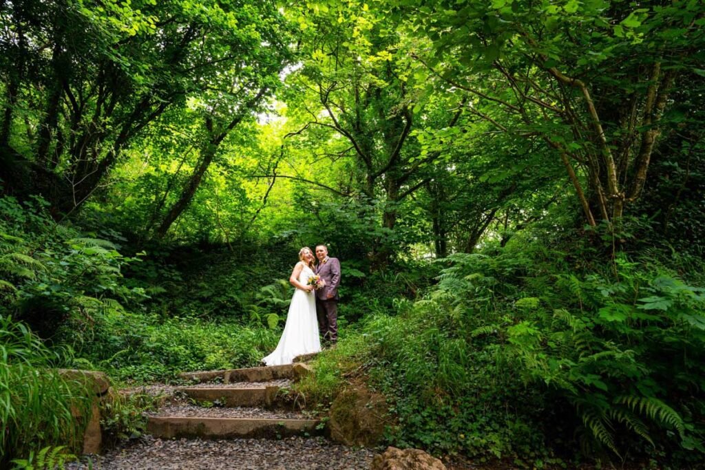 bride and groom at cornish tipis in cornwall