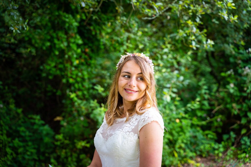 bride at cornish tipis in cornwall