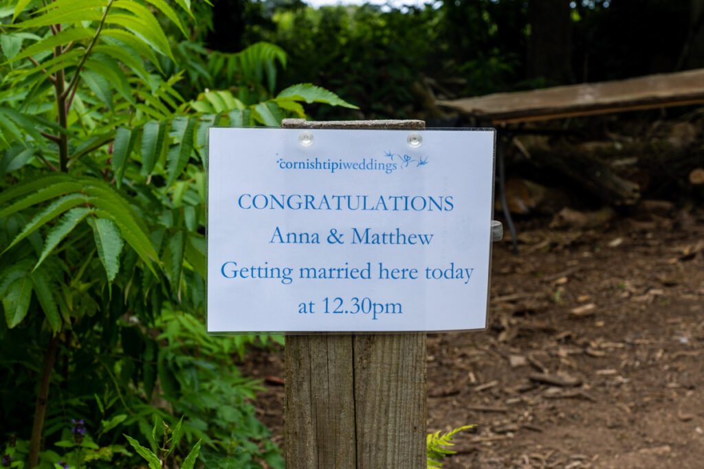 wedding sign in cornwall