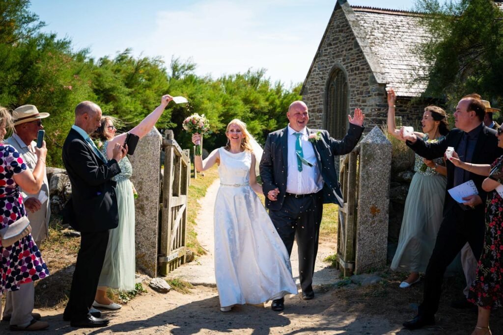 wedding confetti shot in cornwall