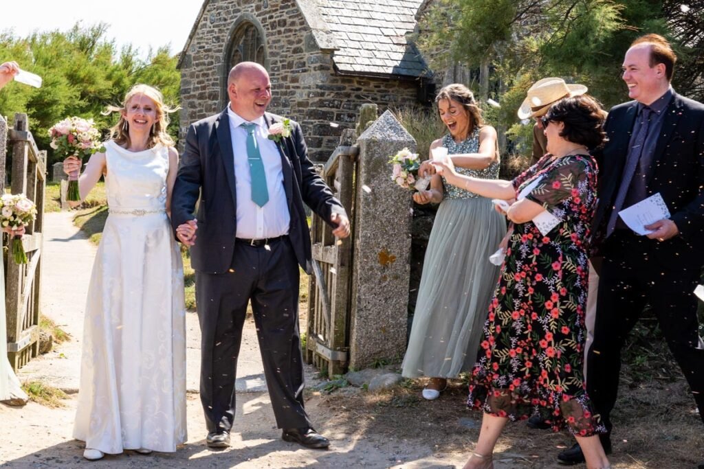 wedding confetti shot in cornwall