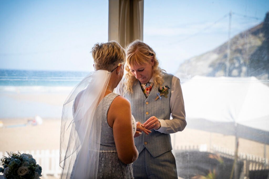 newquay same sex wedding bride and bride rings