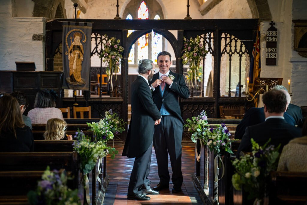 groom and best man in church