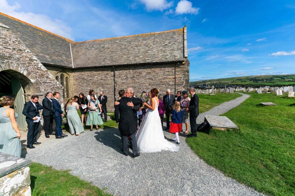 wedding party outside the church