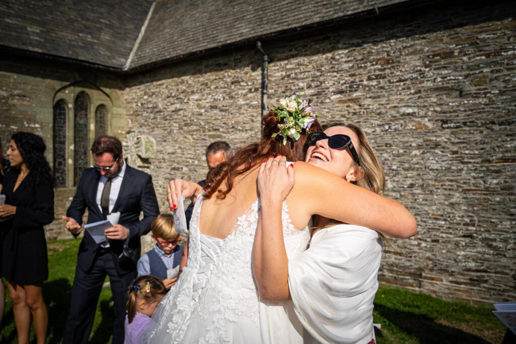 bride being congratulated