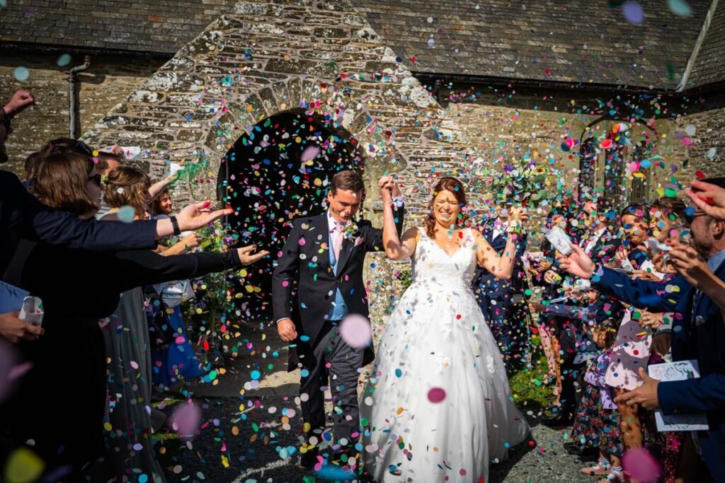 wedding confetti shot in cornwall