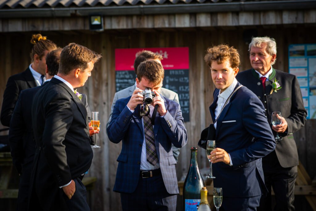 casual shot of wedding guests