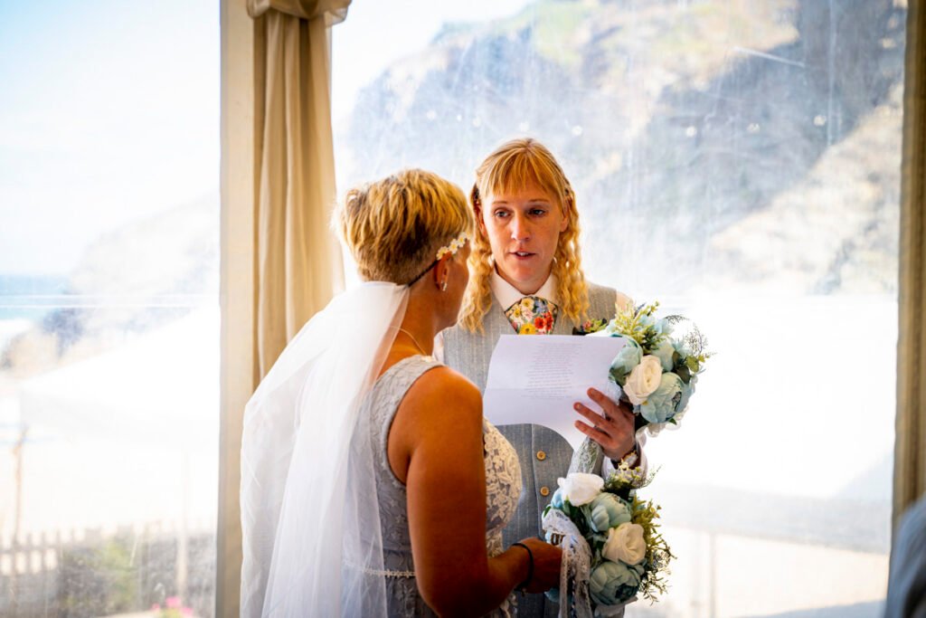 newquay same sex wedding bride and bride vows