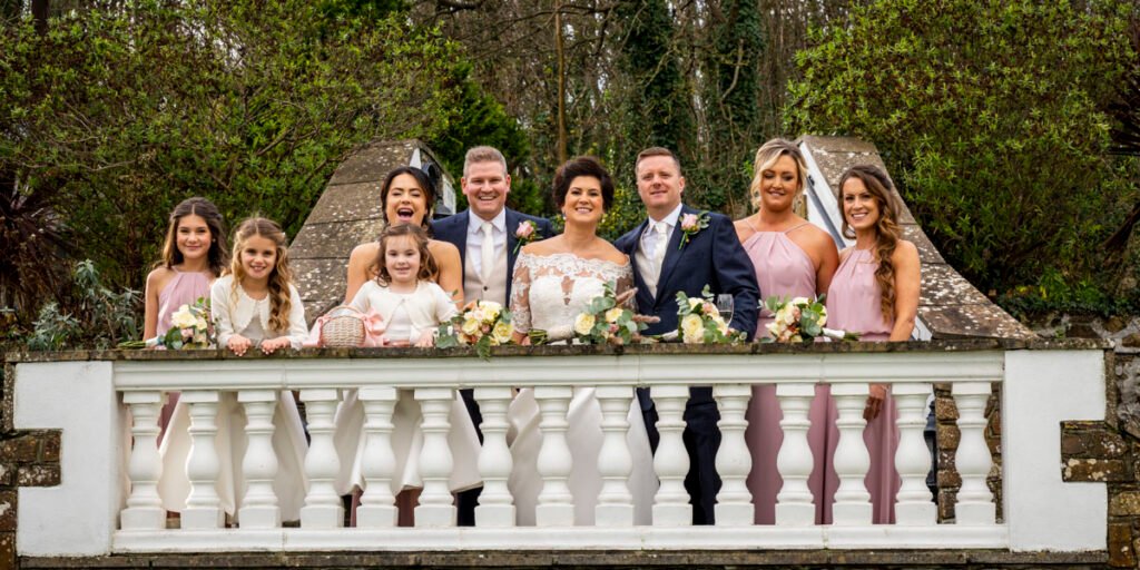 wedding group shot bude cornwall