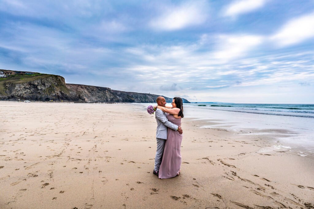 Bride and groom on the beach