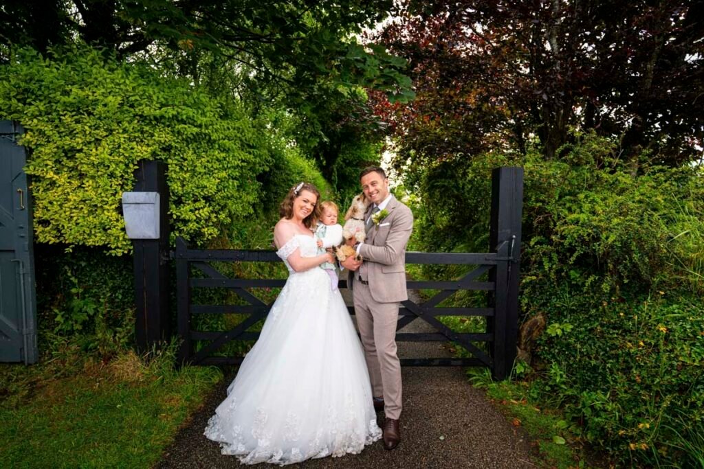 wedding family shot in the countryside